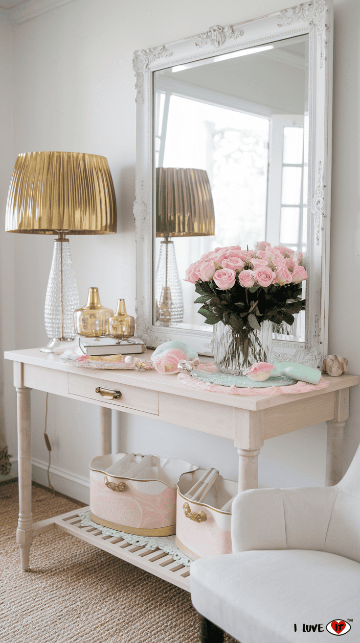 entry table decor light color