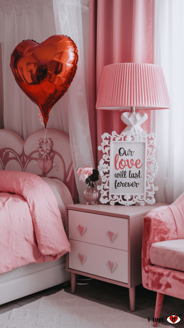 valentine love sign in bedroom