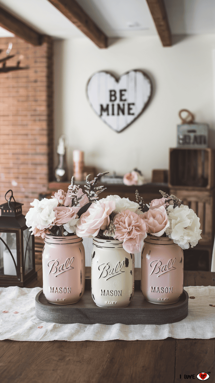 rustic valentine mason jars