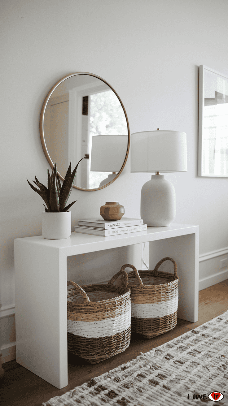 entryway table decor white