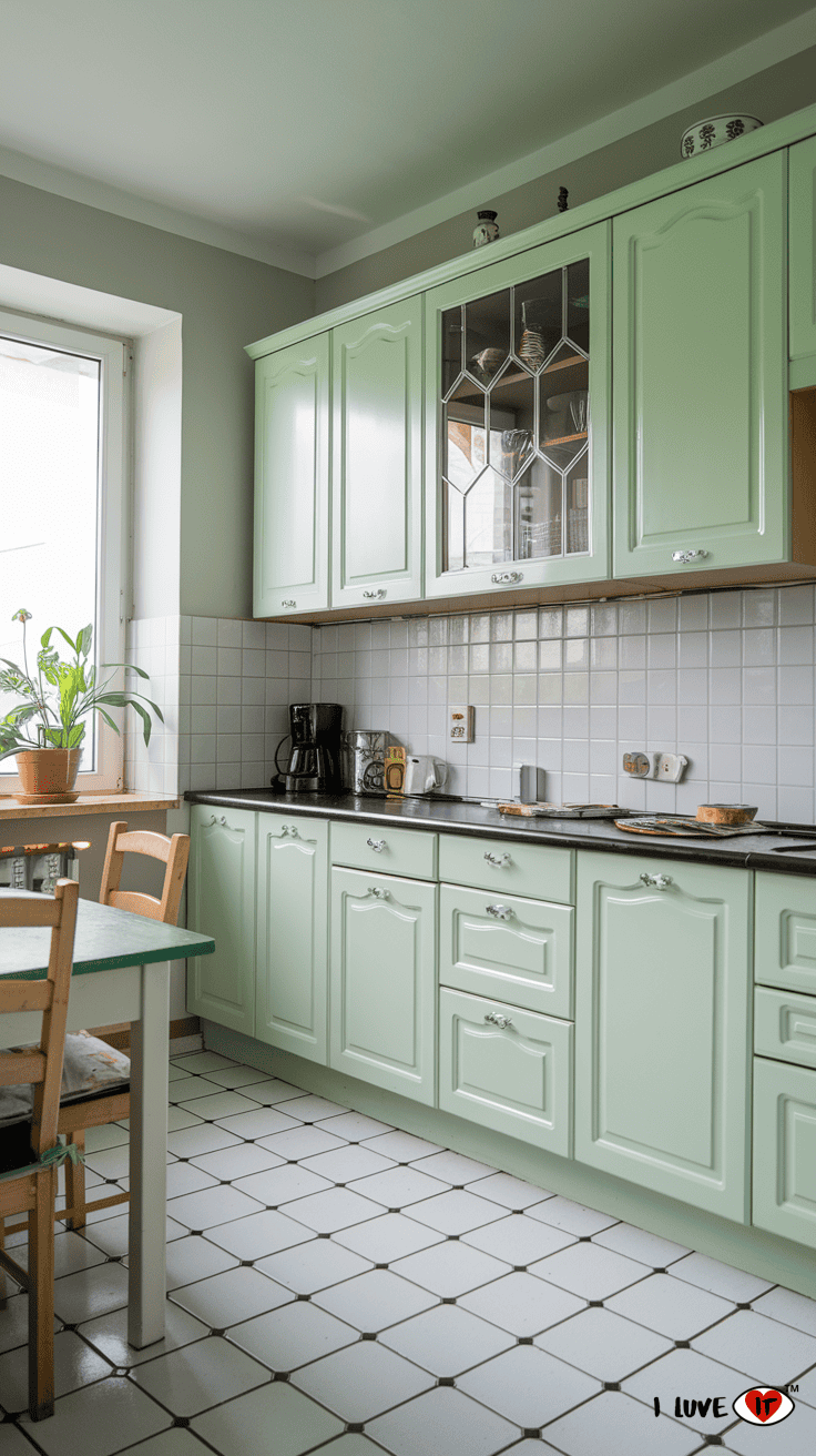 kitchen cabinets mint green