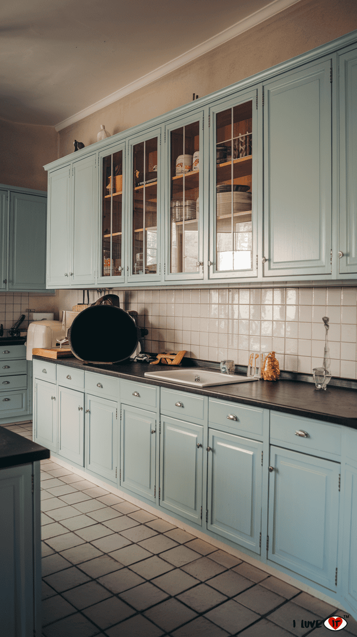 kitchen cabinets pale blue