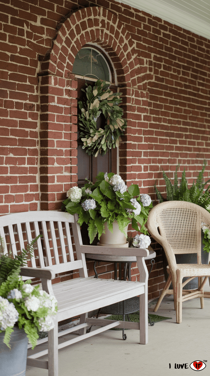 red brick spring decor