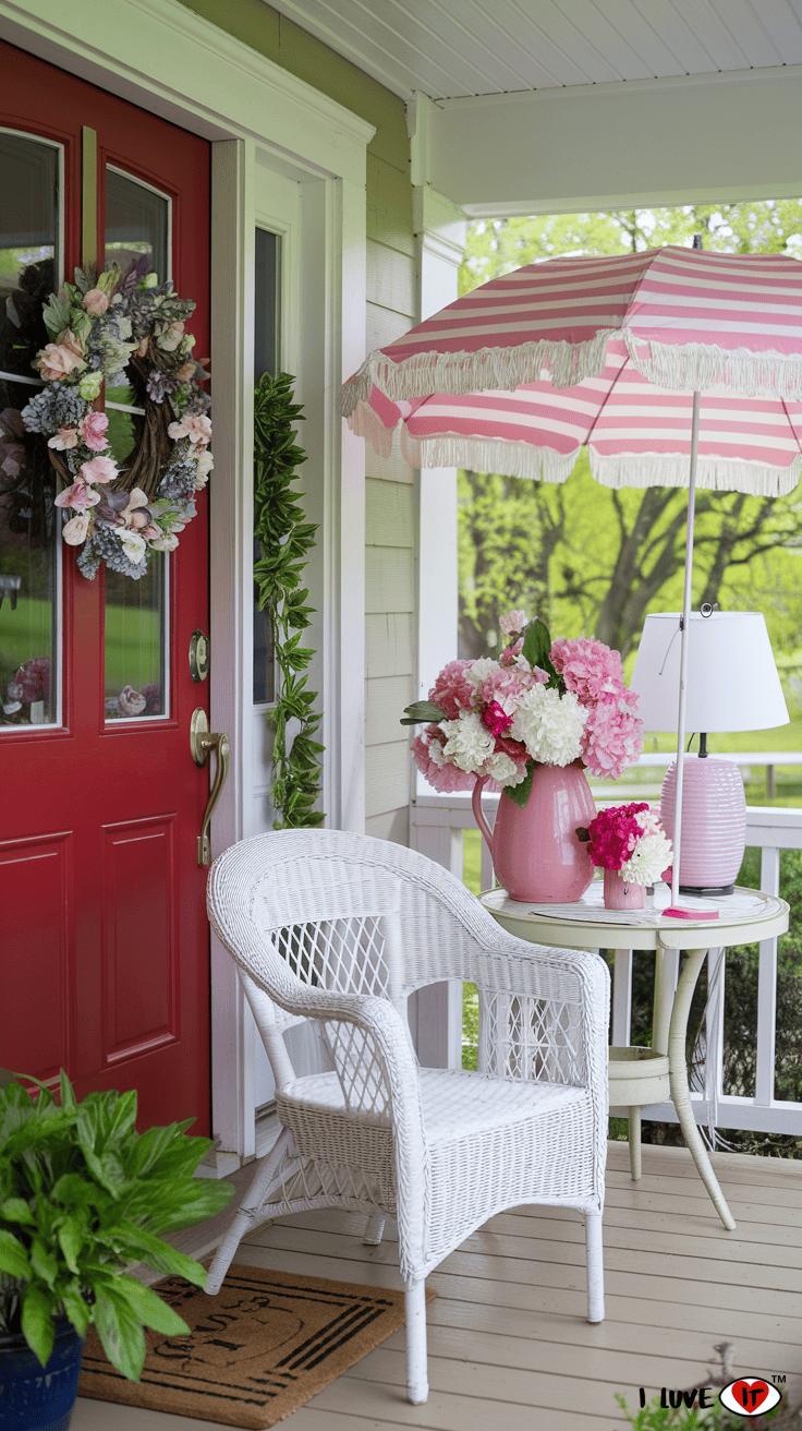 spring red door decor