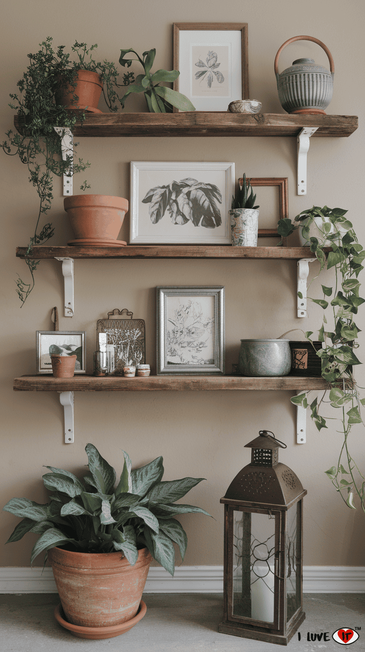 spring decor rustic shelves