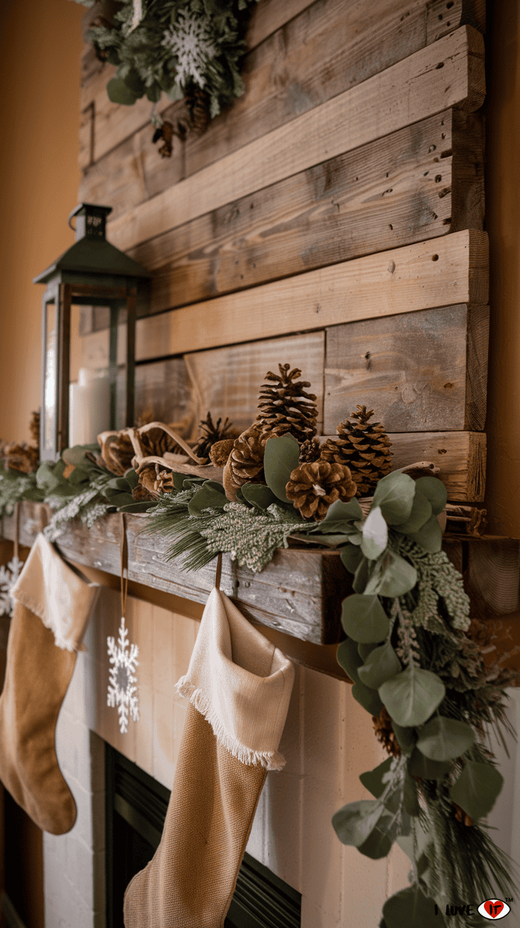 winter mantel decor