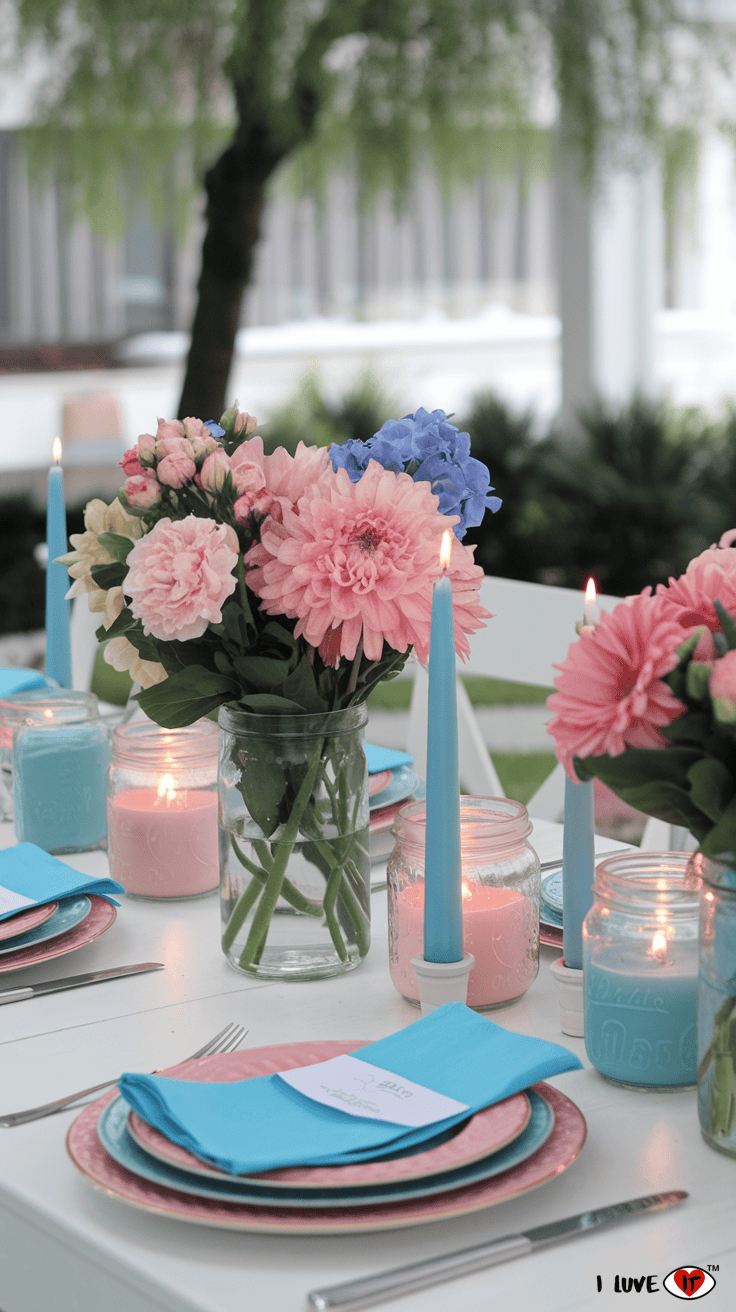 spring candle table decor