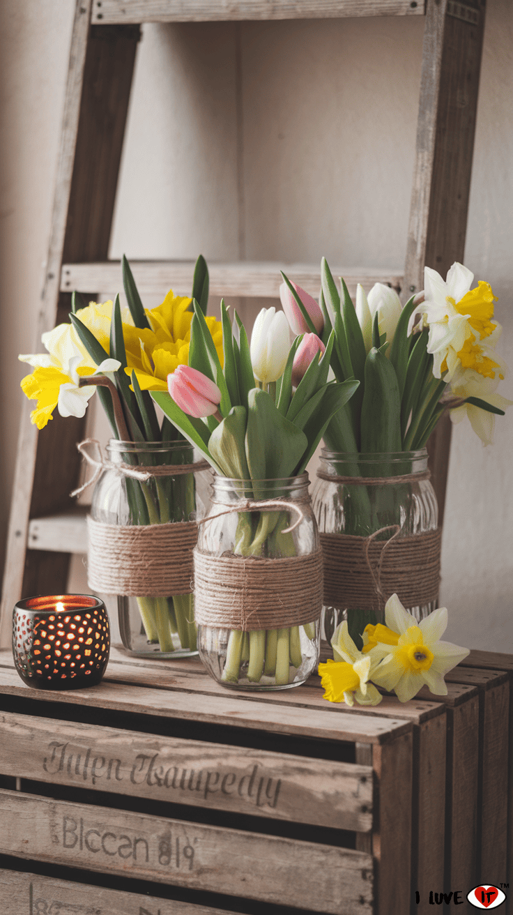 spring mason jar decor