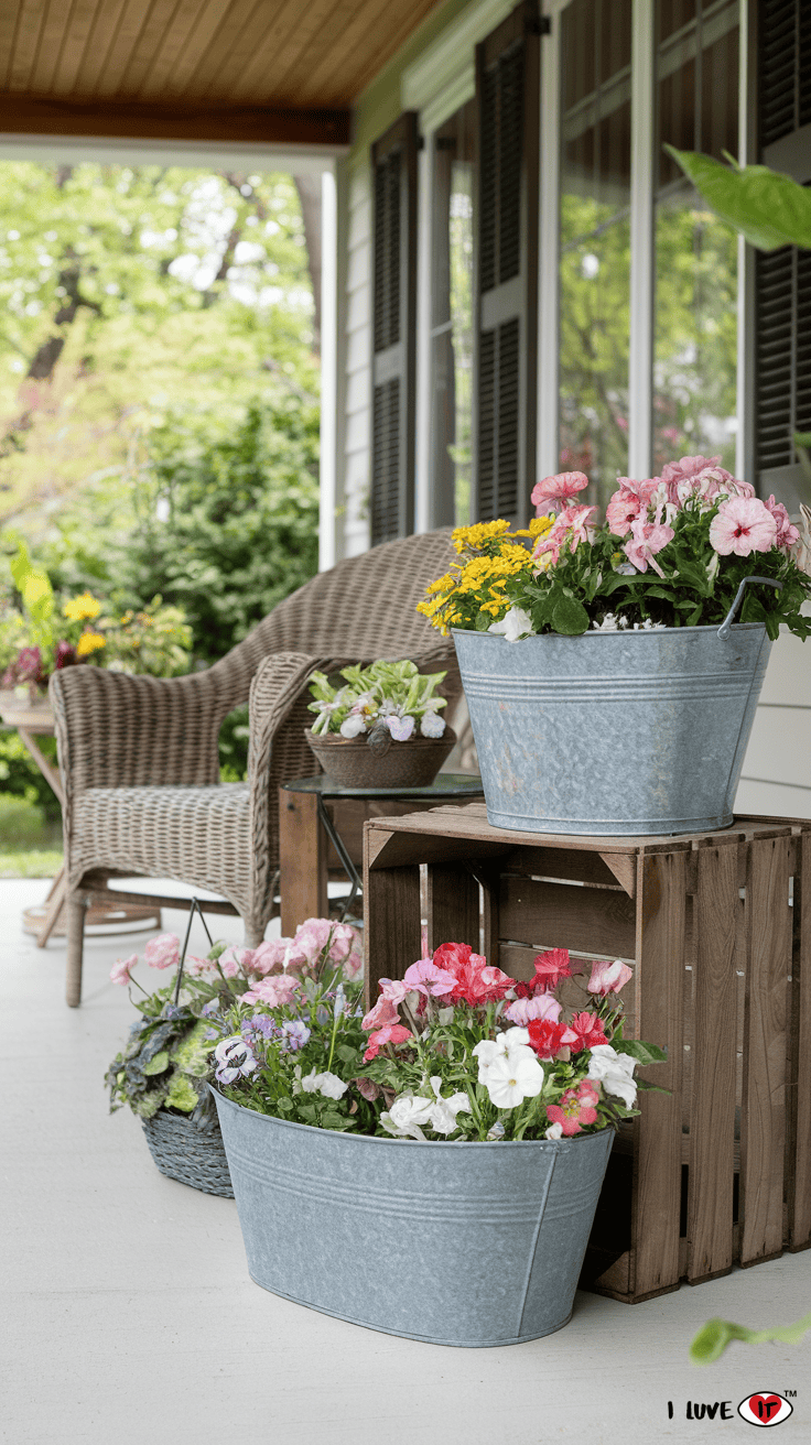 spring porch planters