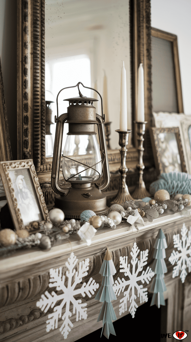 mantel decor vintage