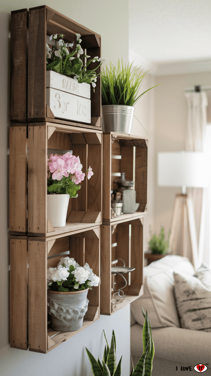 spring rustic wood crate decor