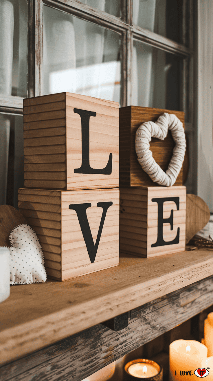 rustic love blocks