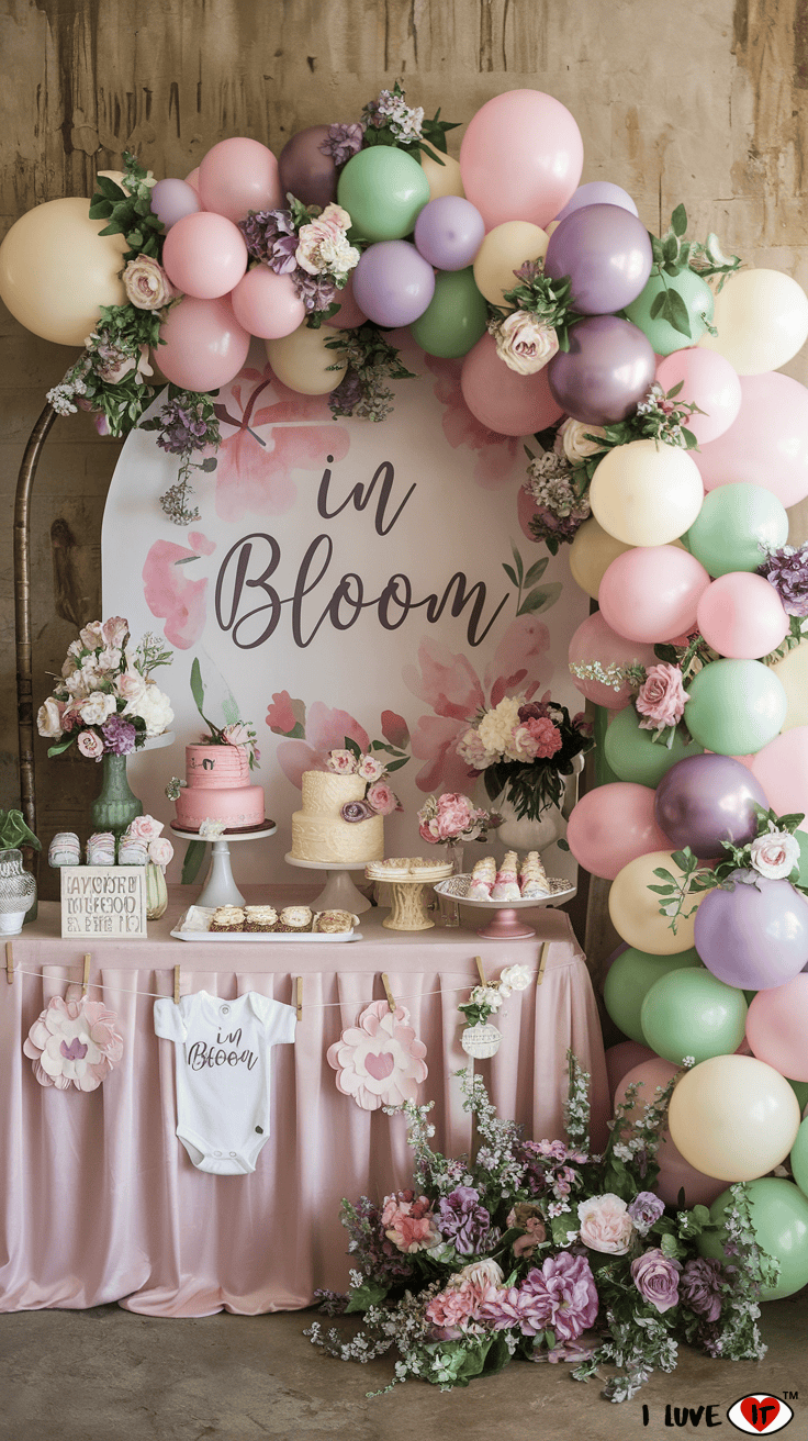 baby in bloom arch idea