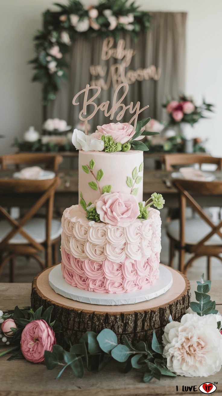 baby in bloom cake idea