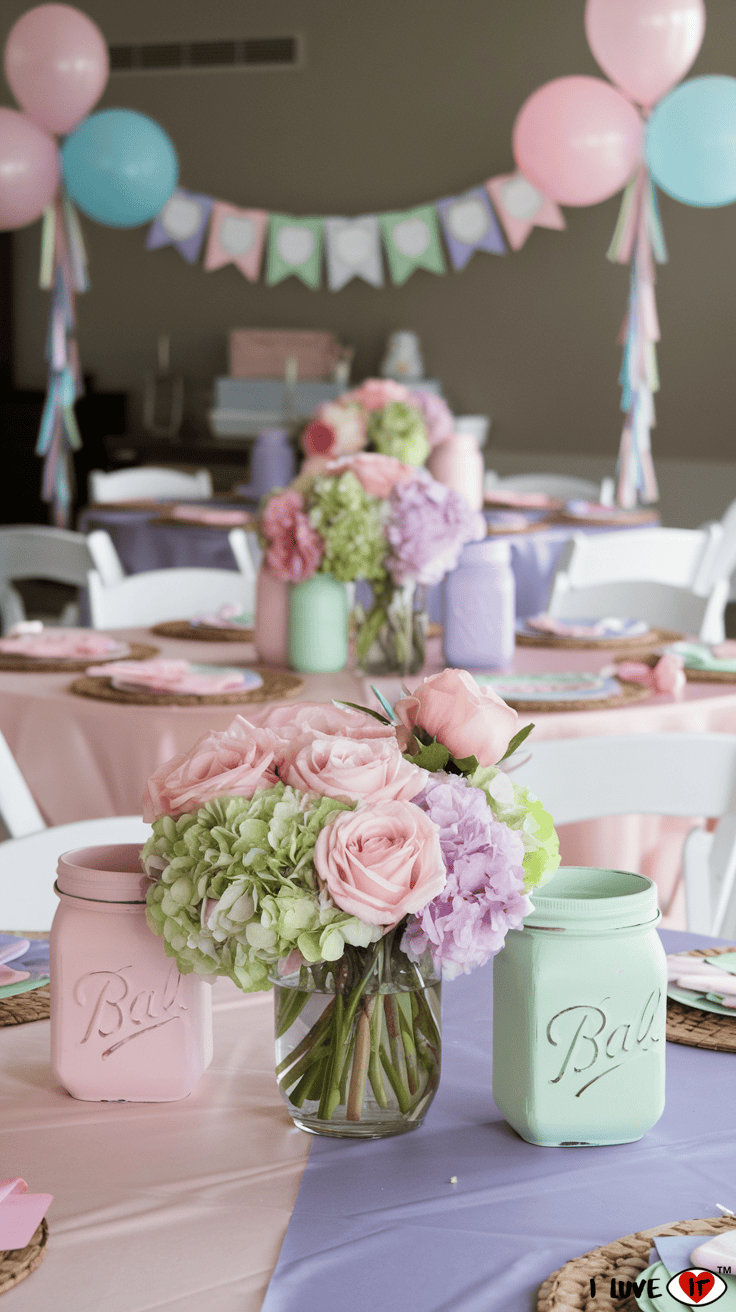 centerpieces baby in bloom baby shower