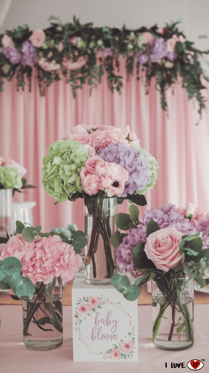 centerpieces baby in bloom ideas