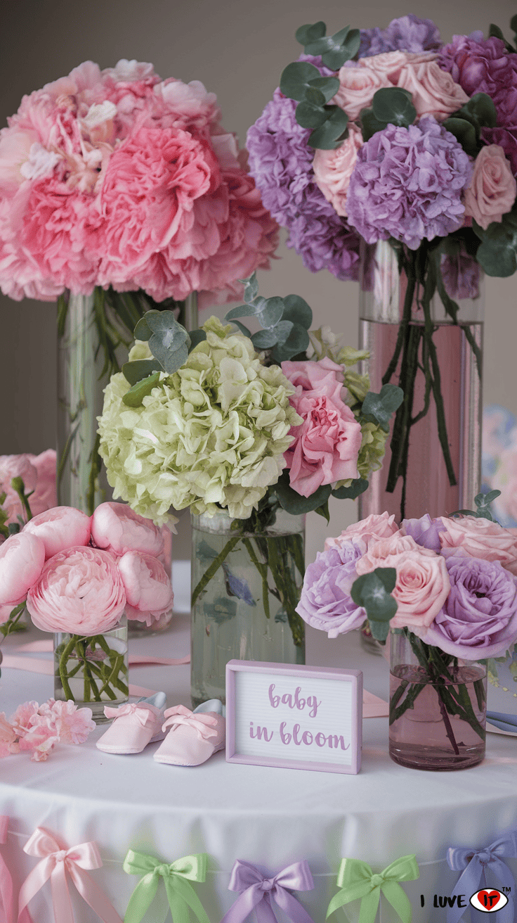 centerpieces baby in bloom ideas baby shower