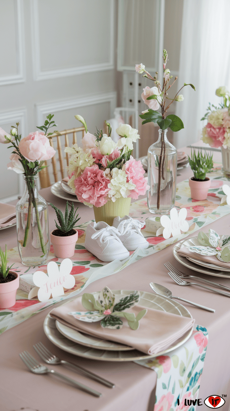 baby in bloom baby shower table