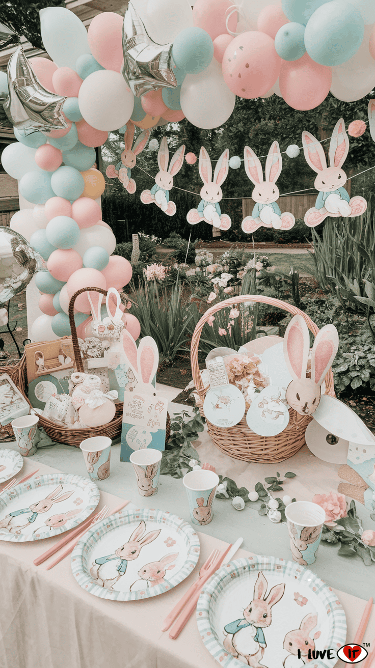 Peter rabbit balloon decorations