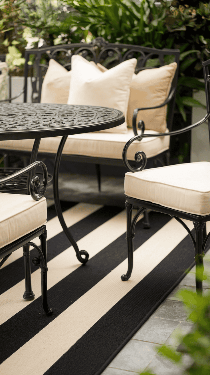 black and beige patio decor