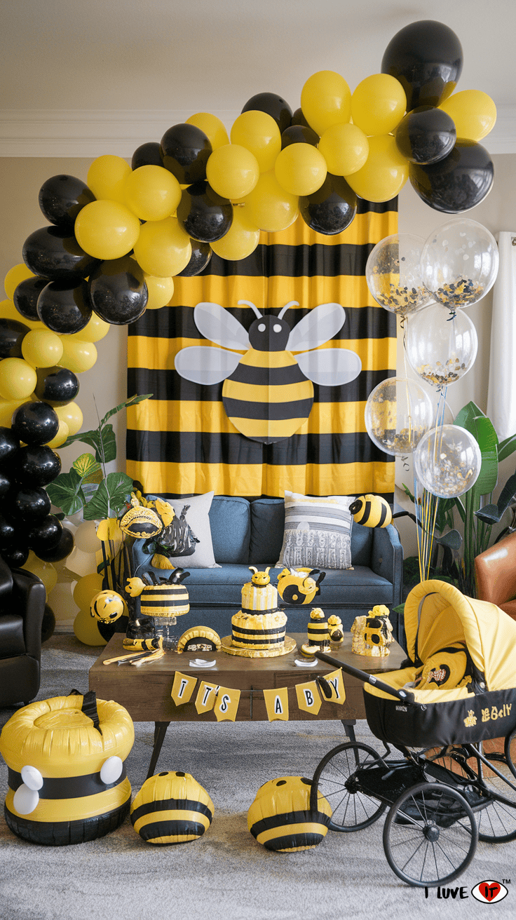 balloon arch black and yellow