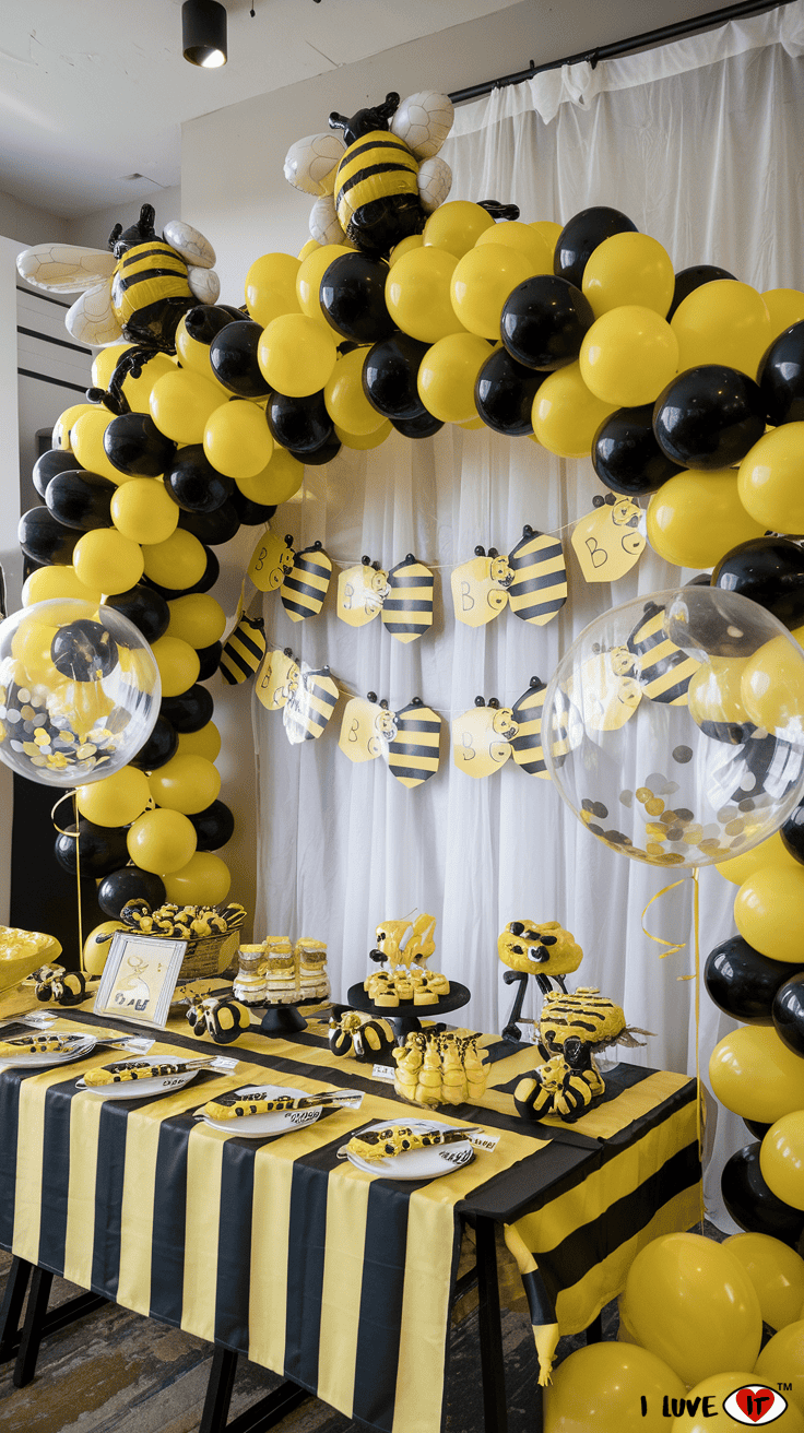 bumblebee balloon arch 