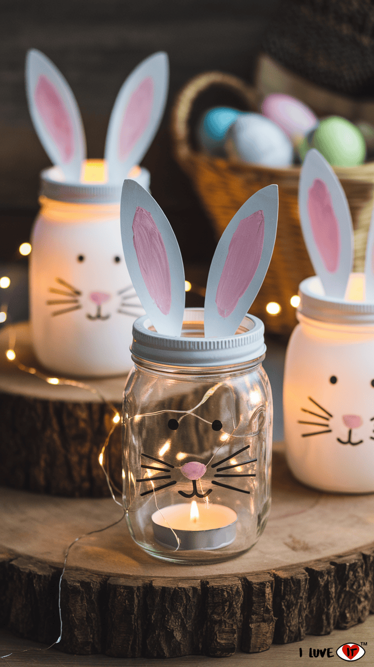 diy bunny mason jars