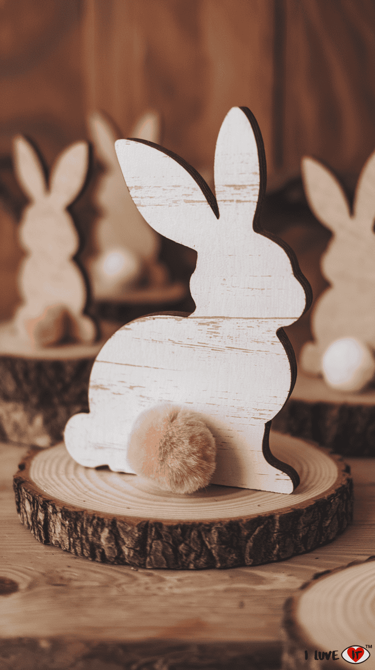 diy bunny wood slice