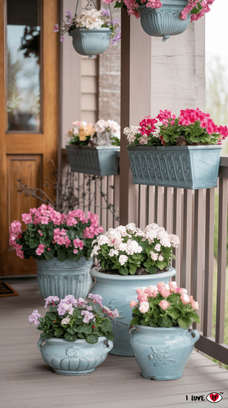 spring porch planters