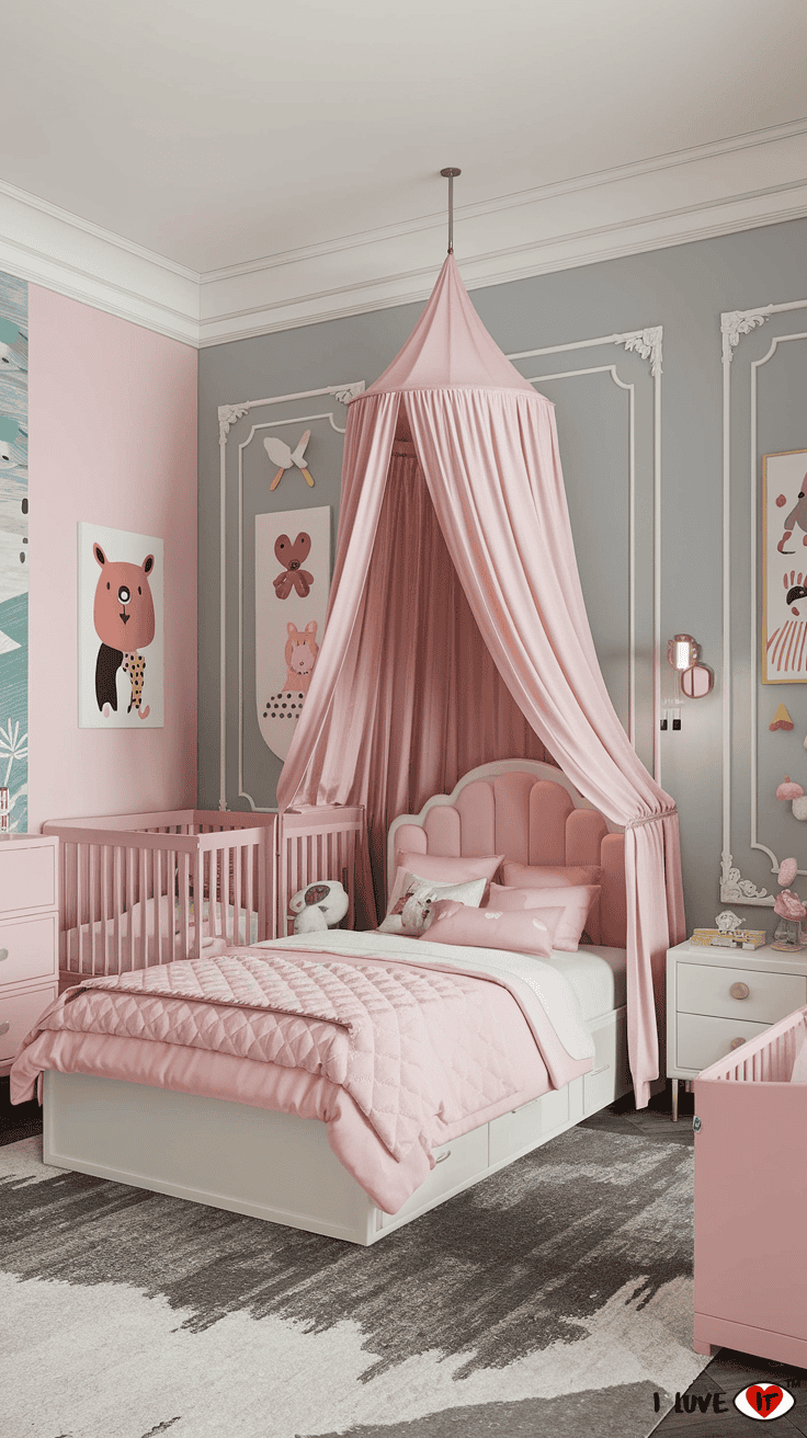 kids rooms pink and grey