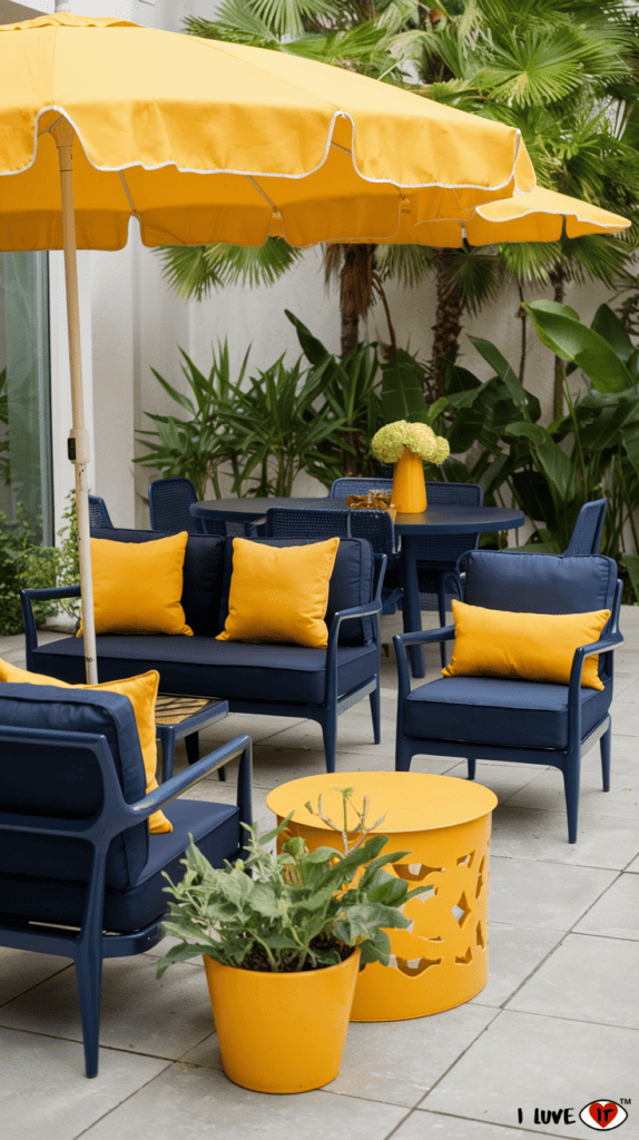 Navy Blue And Yellow Patio Ideas