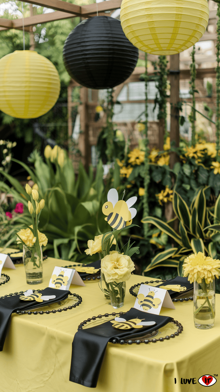 outdoor bumblebee baby shower ideas