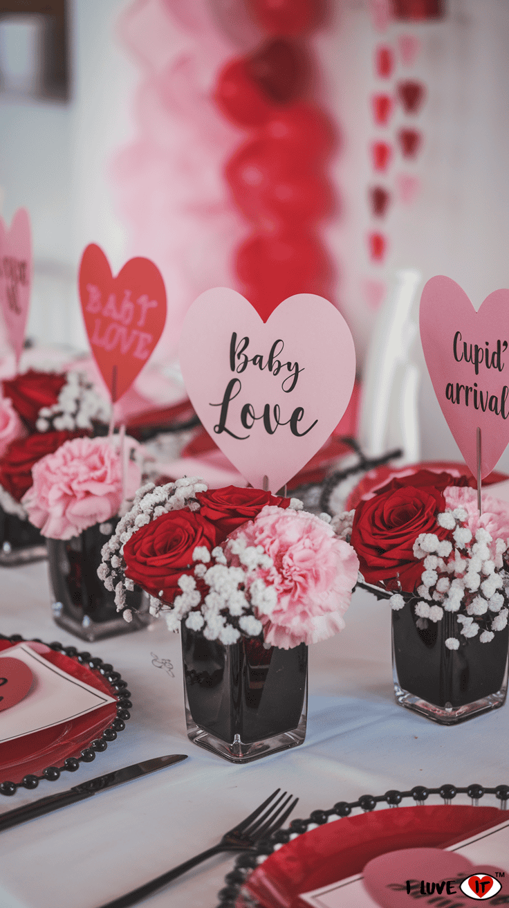 diy valentine baby shower centerpieces