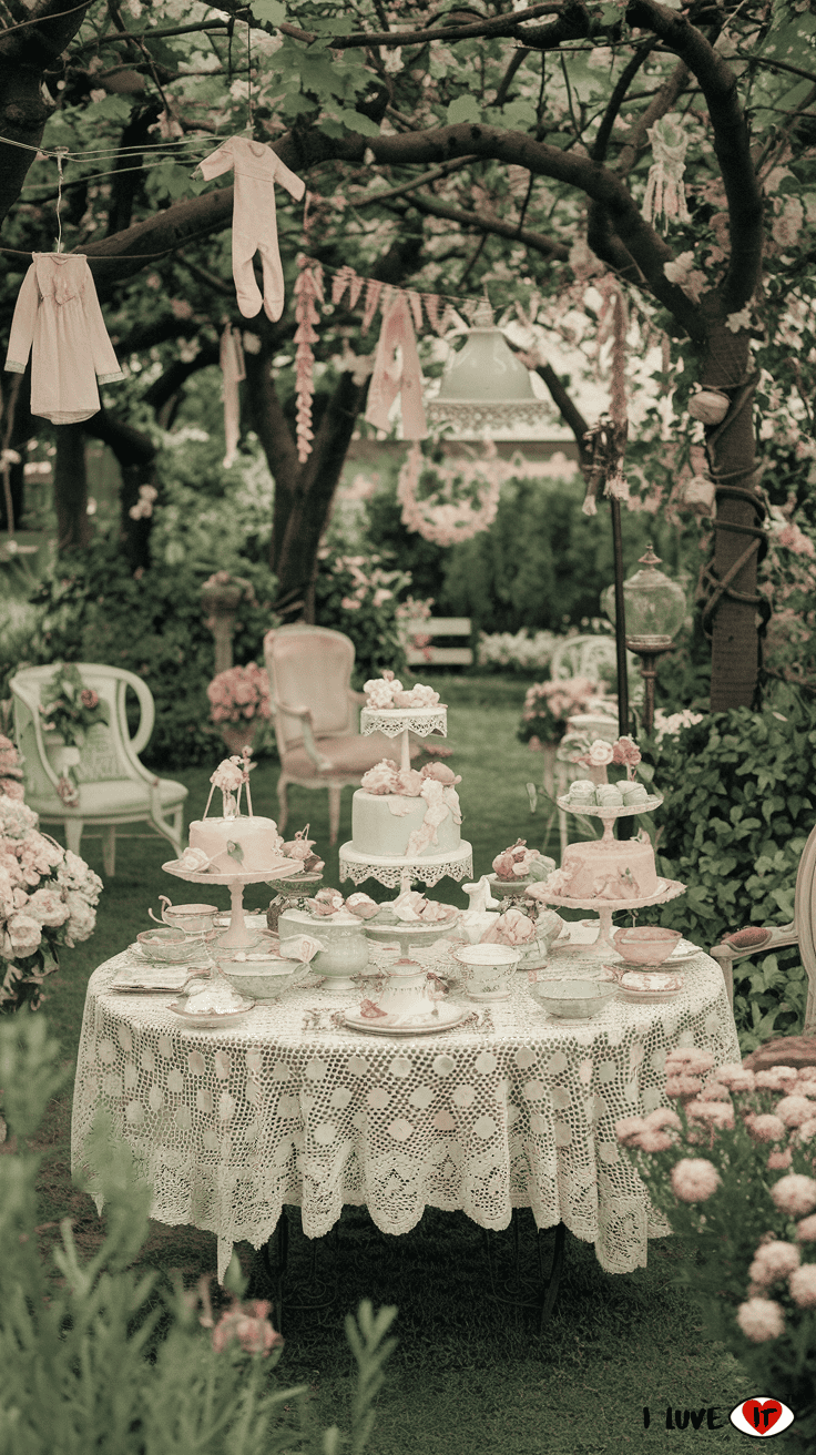 garden vintage baby shower idea