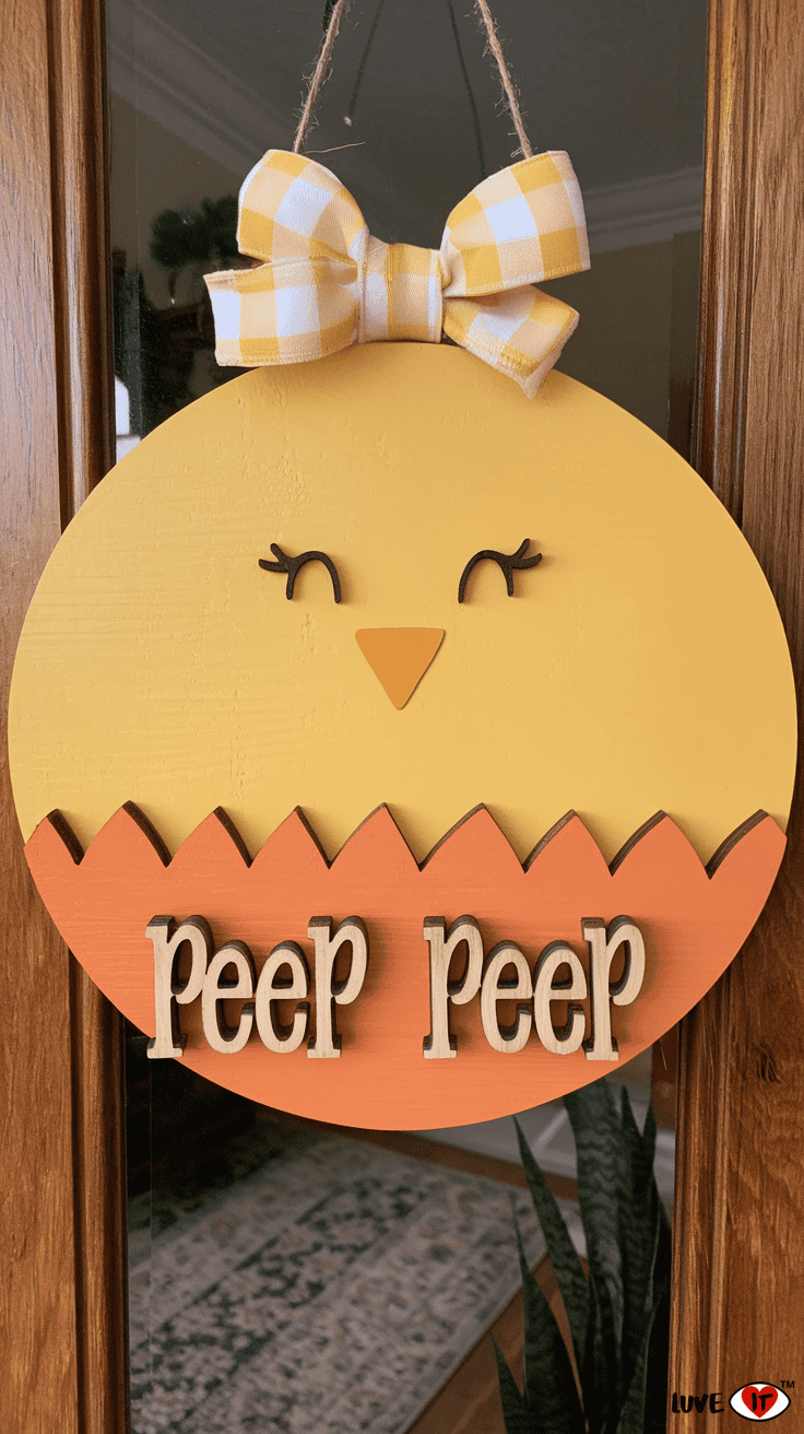 diy chick easter door hanger