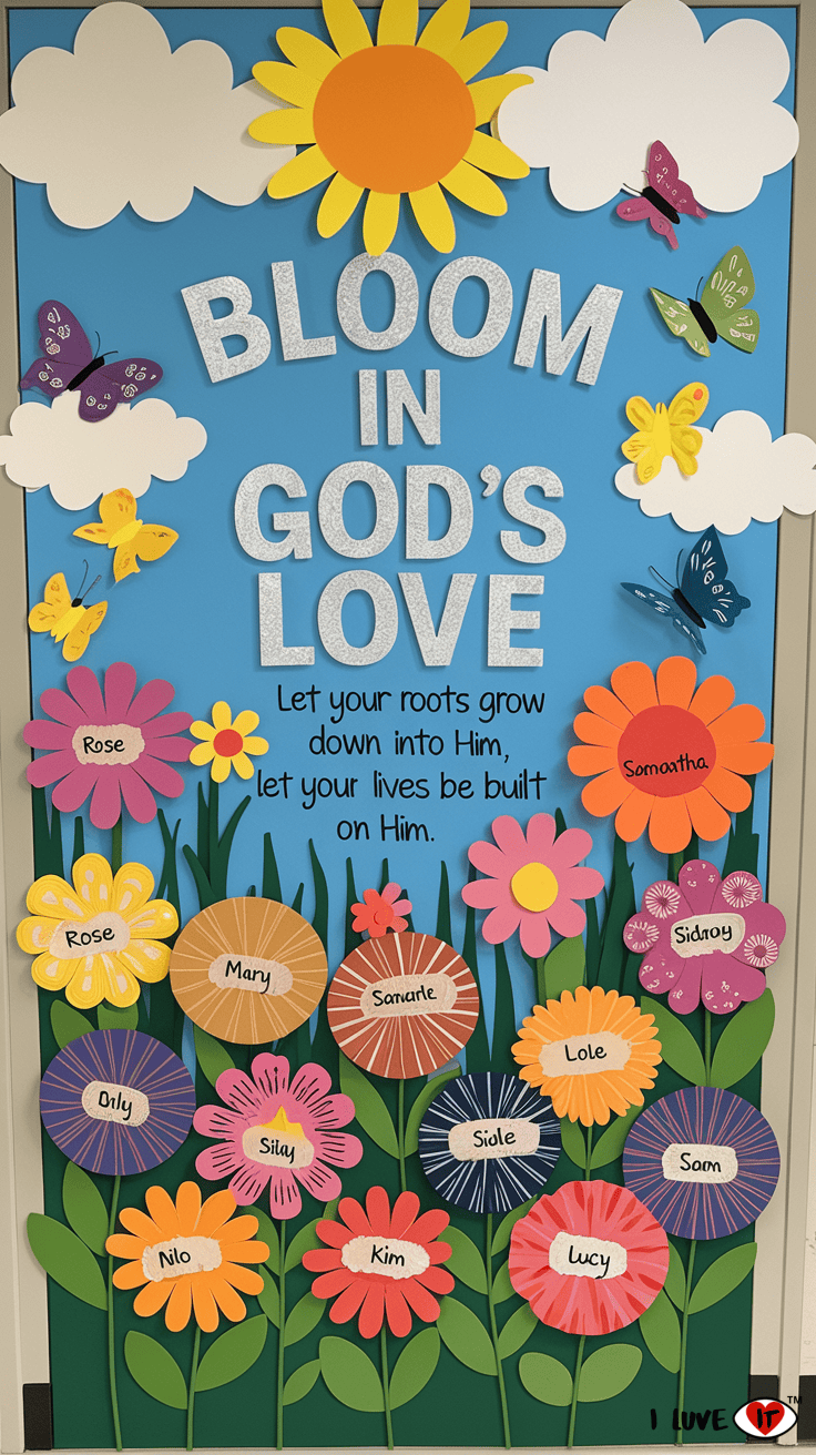 christian flowers door decor classroom