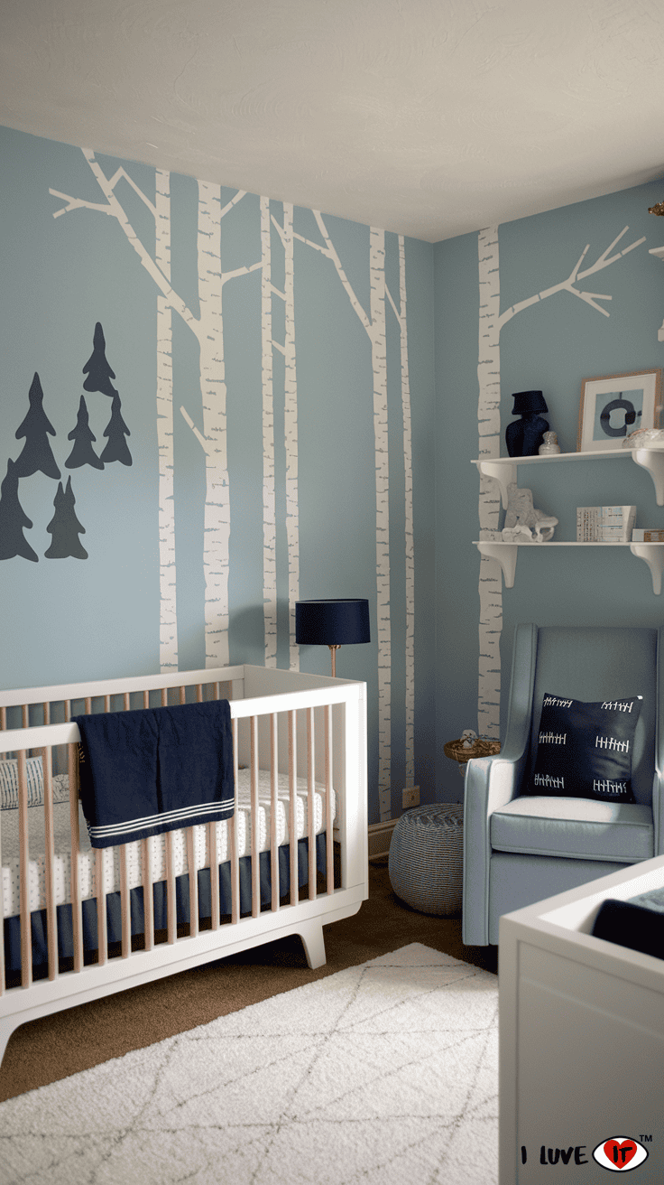 woodland nursery blue