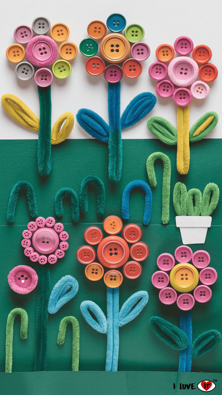 spring crafts for kids button flowers