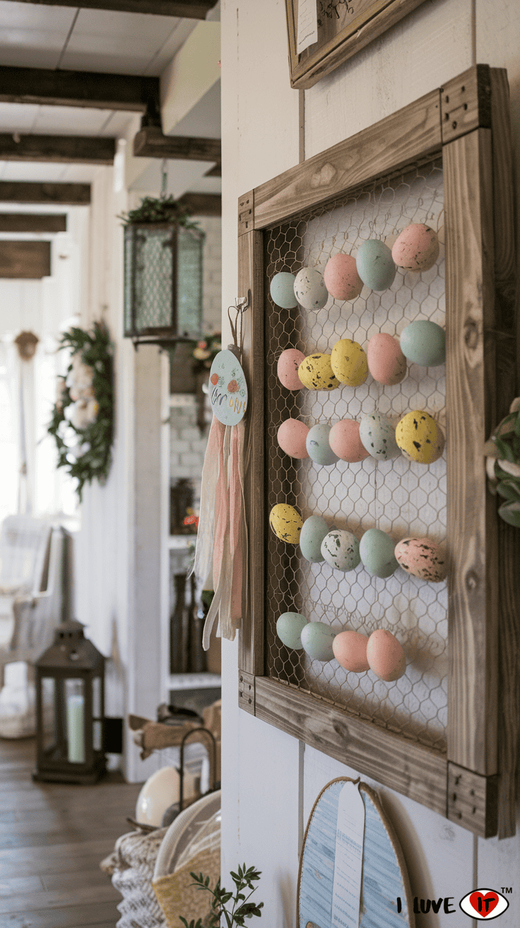 farmhouse chicken wire easter display