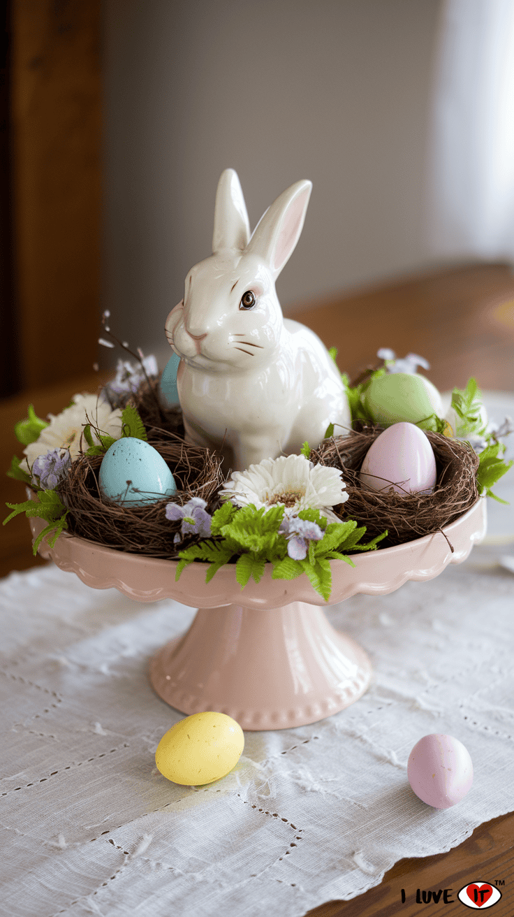 cake stand easter centerpieces