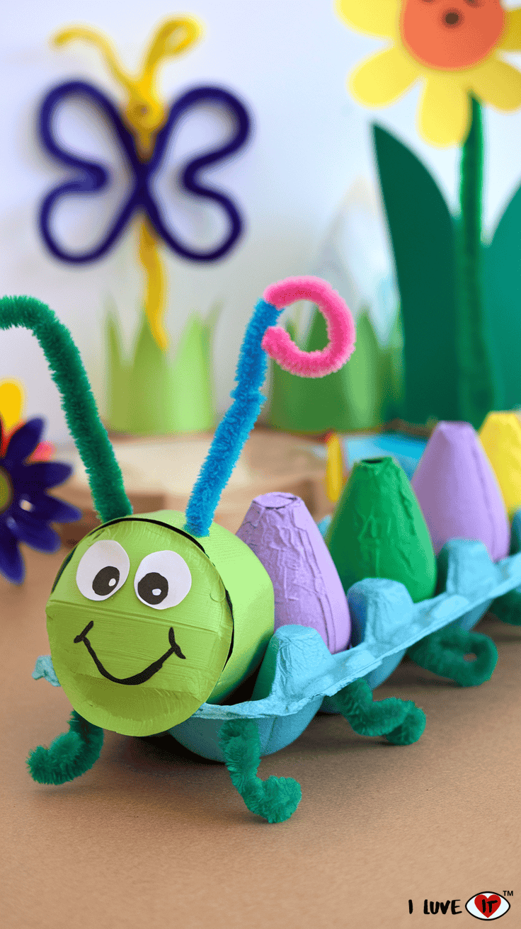 spring crafts for kids egg carton caterpillar