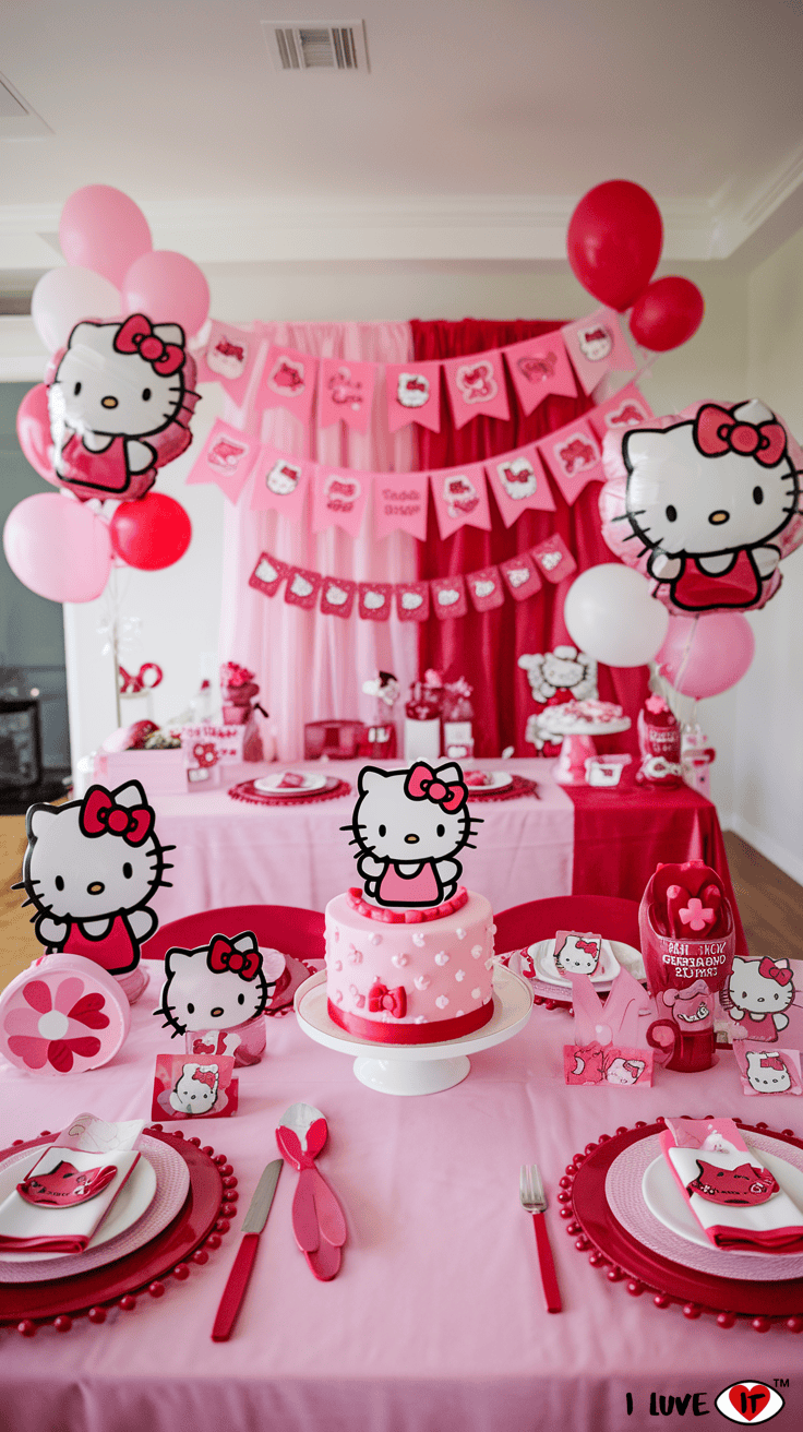 hello kitty table decor baby shower