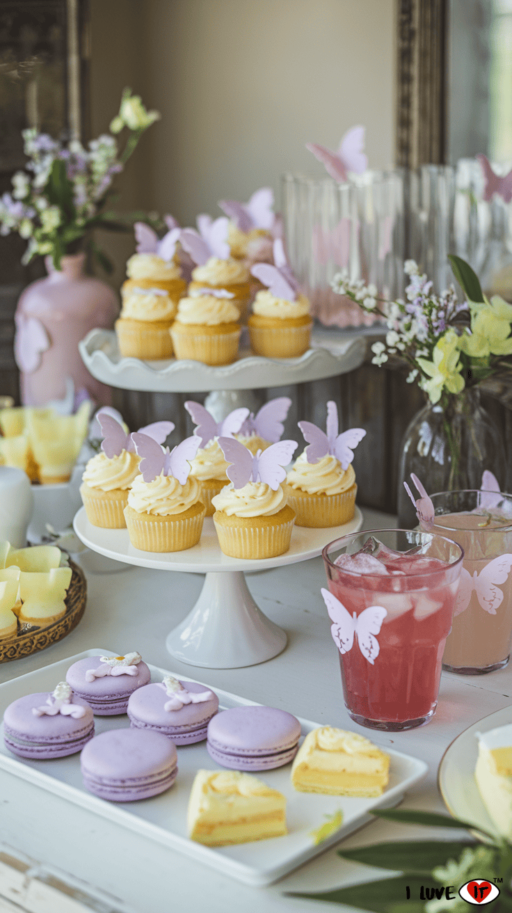 lavender and yellow butterfly food station