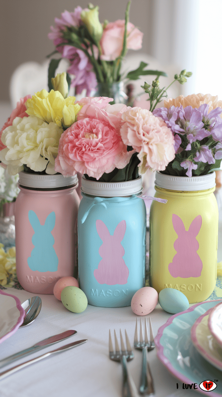 easter mason jar centerpieces