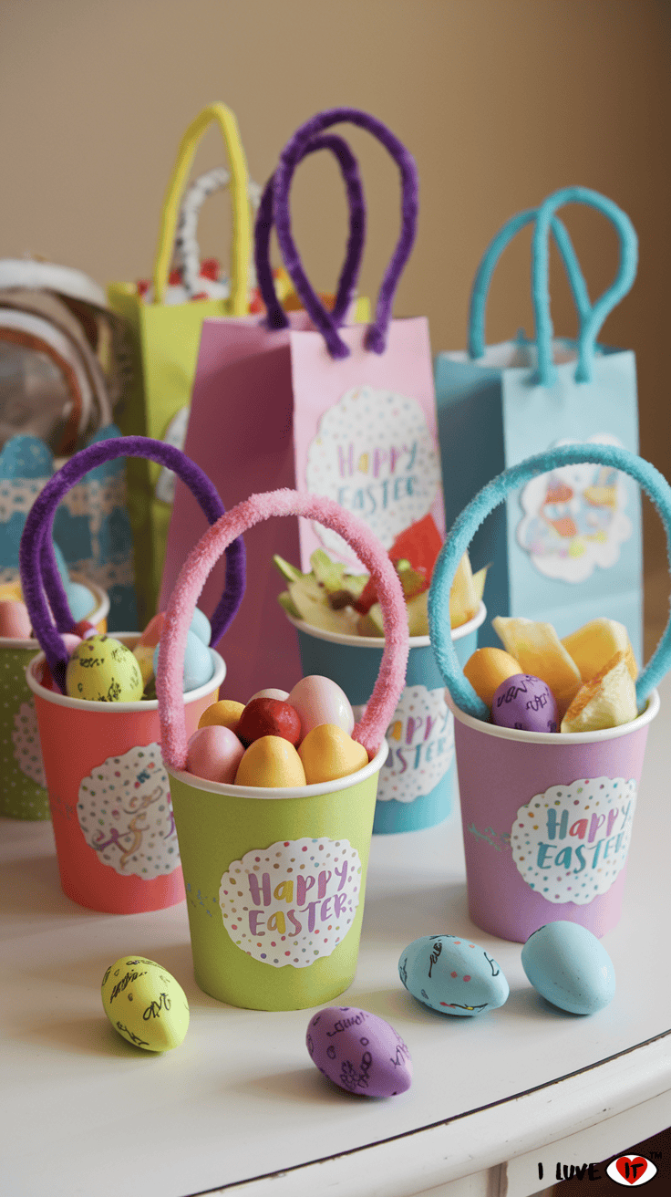 easter treat bags paper cups