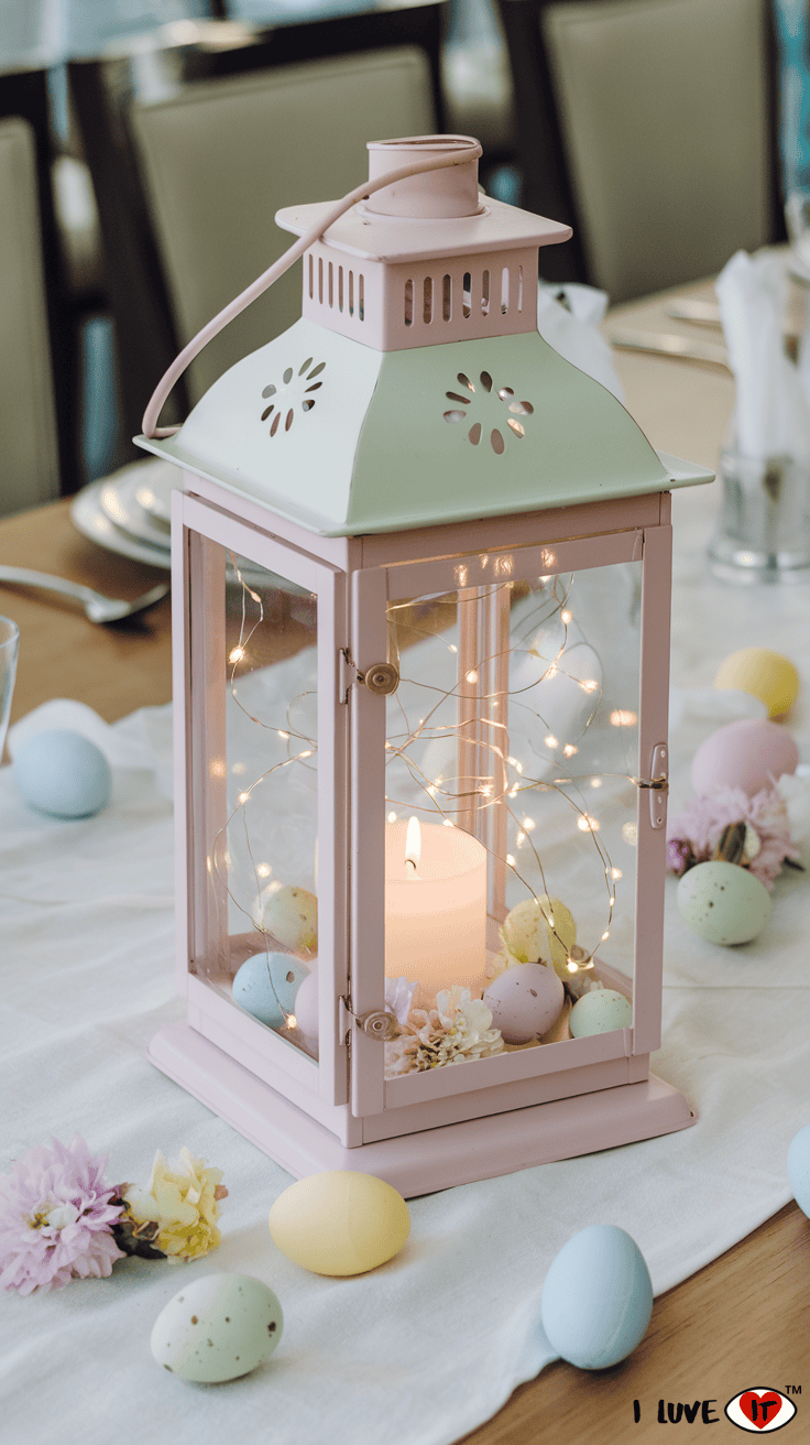 easter pastel lantern centerpiece