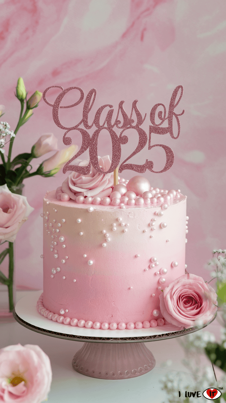 graduation cake pink