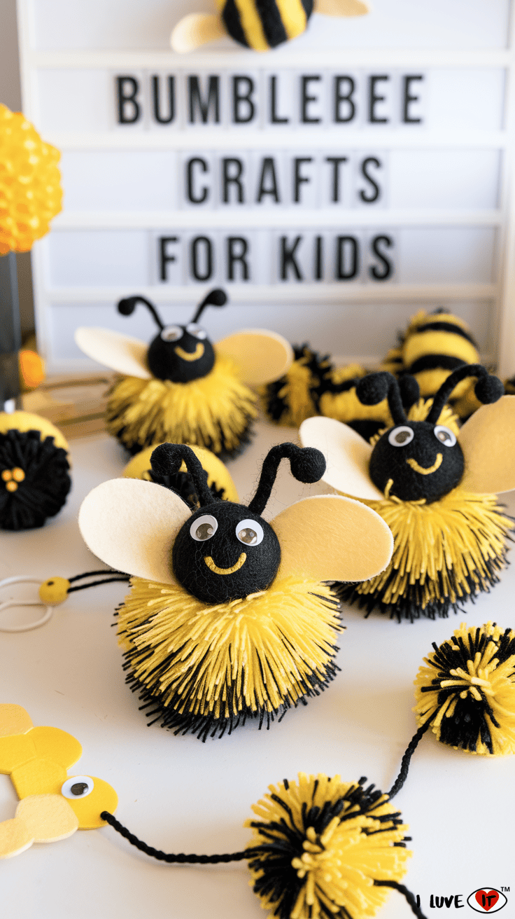 diy pom pom bumblebee craft