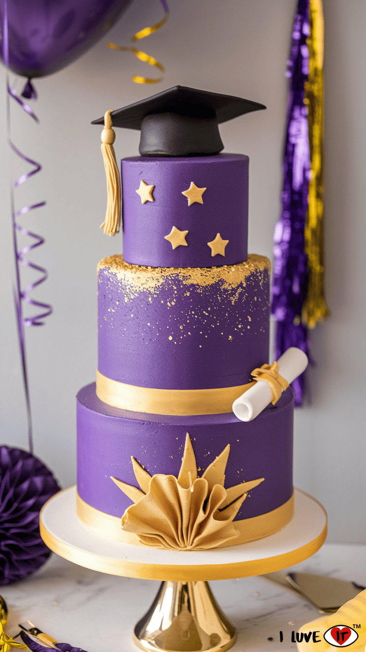 graduation cake purple