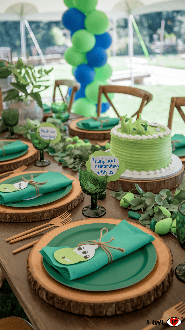 shrek baby shower table setting ideas